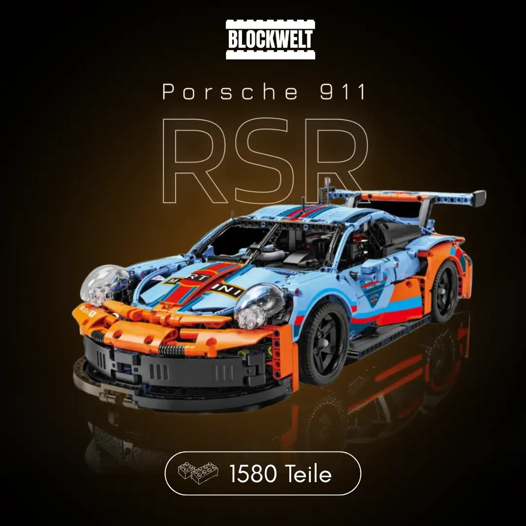 Porsche 911 RSR Blau-Orange Modellbausatz (1580 Teile)