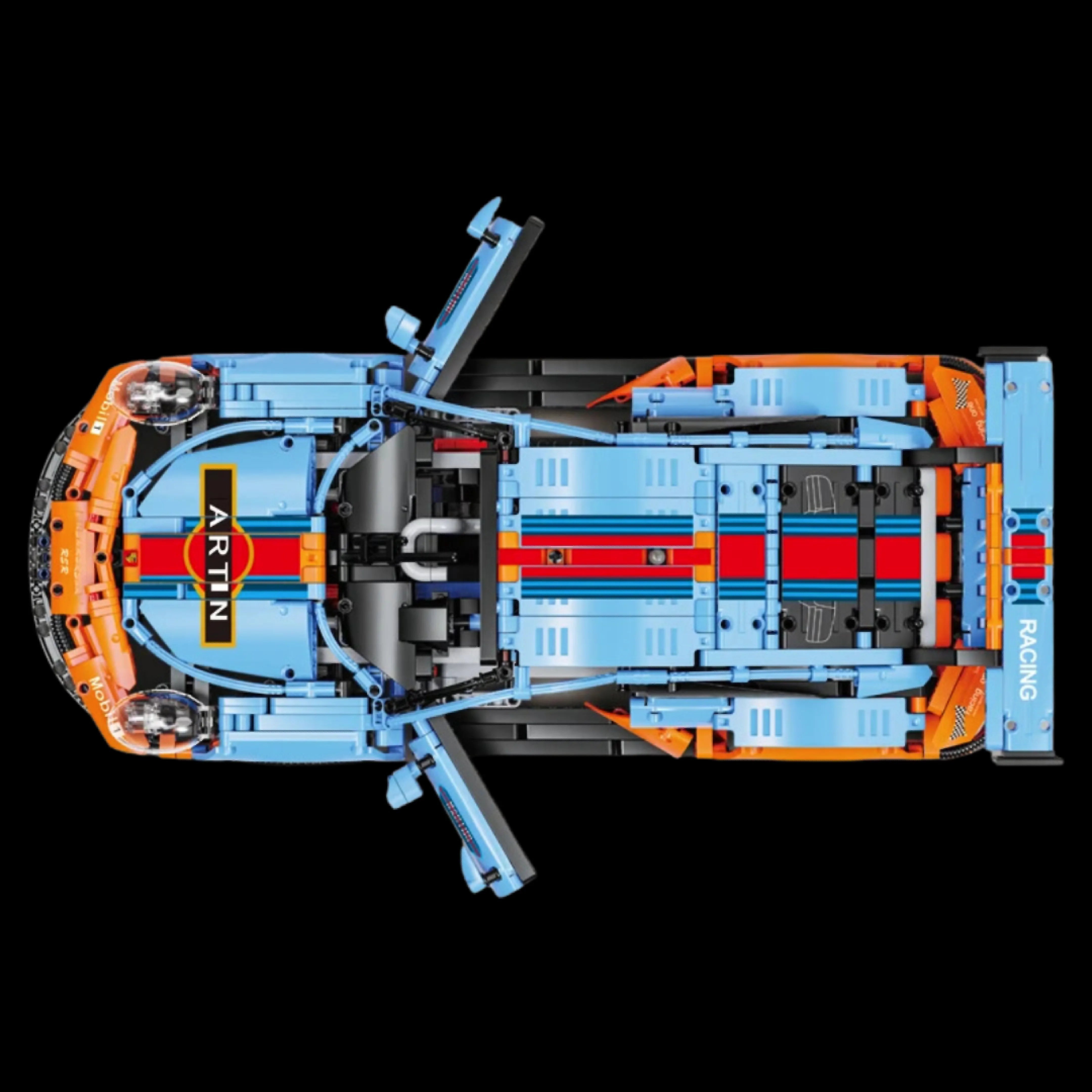 Porsche 911 RSR Blau-Orange Modellbausatz (1580 Teile)